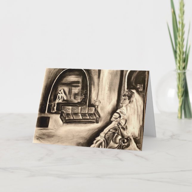 GOTHIC BRIDE Holzkohle Zeichnend BLANK Grußkarte Karte (Vorderseite)