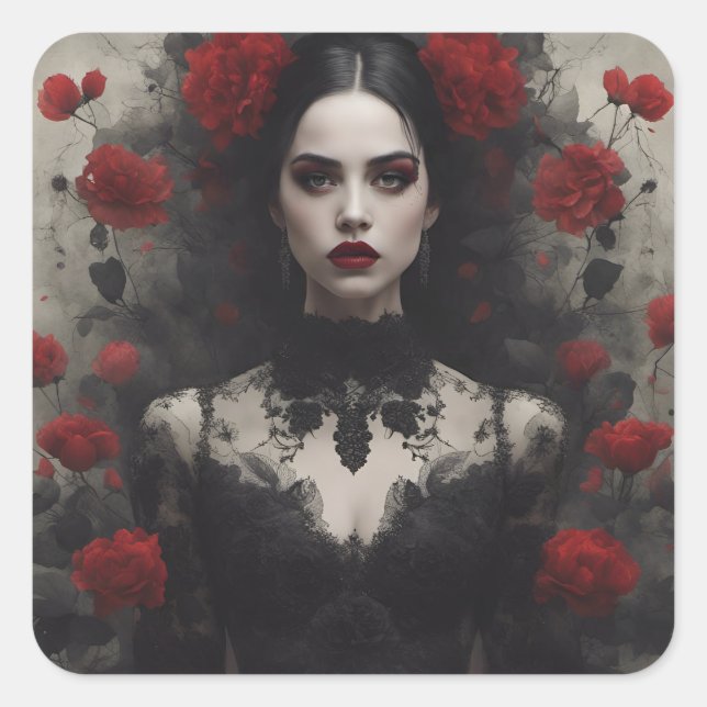 Gothic Bride Quadratischer Aufkleber (Vorderseite)