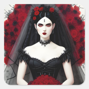 Gothic Bride Quadratischer Aufkleber