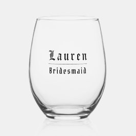 Gothic Bridesmaid Stemless Wine Glass Weinglas Ohne Stiel