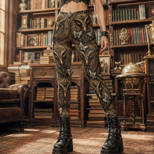 Gothic Bronze- und Brauner Barock-Baphomet Schwärm Leggings