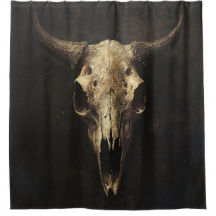Gothic Bull Skull Decoupage Duschvorhang