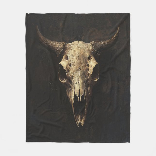 Gothic Bull Skull Decoupage Fleecedecke (Vorderseite)