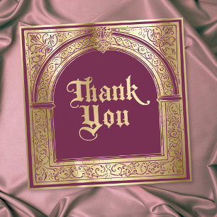 Gothic Burgund Gold Mittelalter Bis zum Tod Dankeskarte