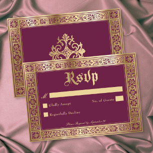 Gothic Burgund Gold Mittelalterlich Bis-zu-Tod Hoc RSVP Karte