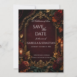 Gothic | Burgund & Gold Save The Date