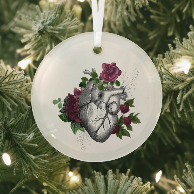 Gothic Burgundy Floral Heart Ornament Aus Glas (InSitu)