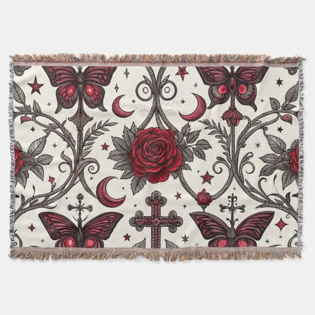 Gothic Butterfly Blumenmuster (1) Decke (Vorderseite)