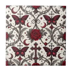 Gothic Butterfly Blumenmuster (1) Fliese