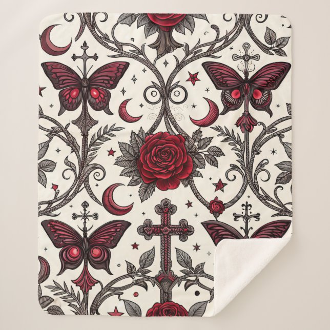 Gothic Butterfly Blumenmuster (1) Sherpadecke (Vorderseite)