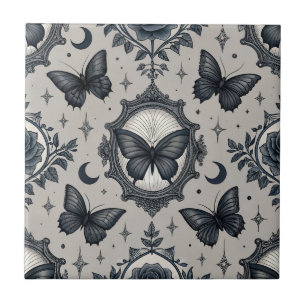 Gothic Butterfly Blumenmuster (2) Fliese