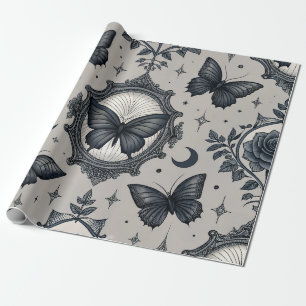Gothic Butterfly Blumenmuster (2) Geschenkpapier