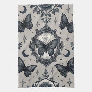 Gothic Butterfly Blumenmuster (2) Geschirrtuch