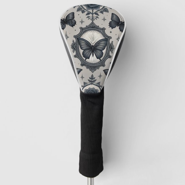 Gothic Butterfly Blumenmuster (2) Golf Headcover (Vorderseite)