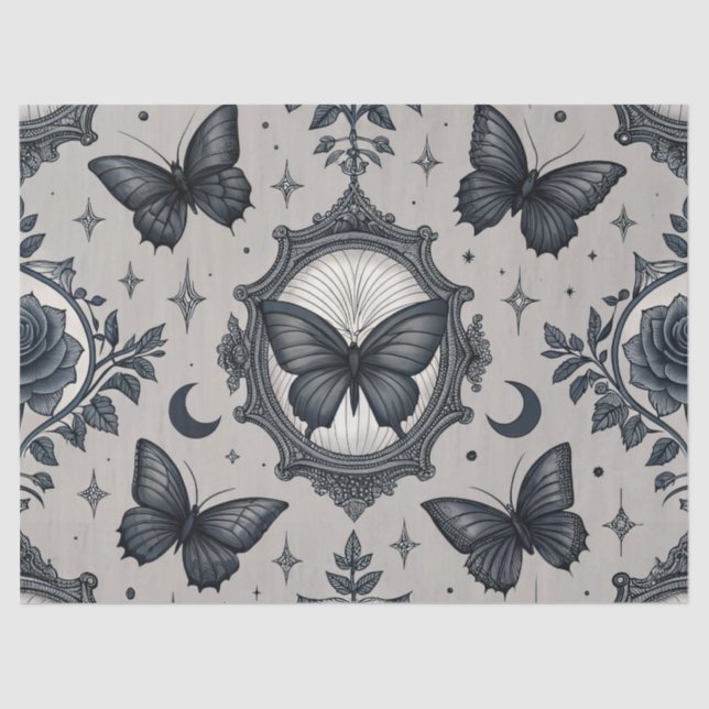 Gothic Butterfly Blumenmuster (2) Seidenpapier (Vorderseite)