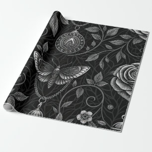 Gothic Butterfly Blumenmuster (3) Geschenkpapier