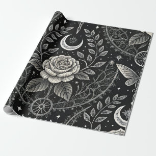 Gothic Butterfly Blumenmuster (4) Geschenkpapier