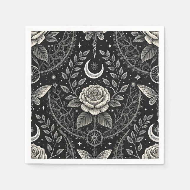 Gothic Butterfly Blumenmuster (4) Serviette (Vorderseite)