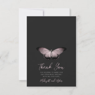 Gothic Butterfly Foto Wedding Dankeskarte