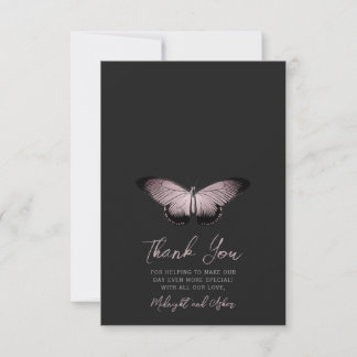 Gothic Butterfly Foto Wedding Dankeskarte