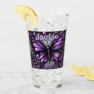 Gothic Butterfly Lila Black Personalisiert Glas