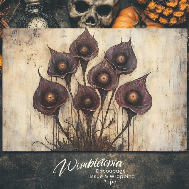 Gothic Calla Lily mit Eyes Dark Fantasy Decoupage Seidenpapier (Von Creator hochgeladen)