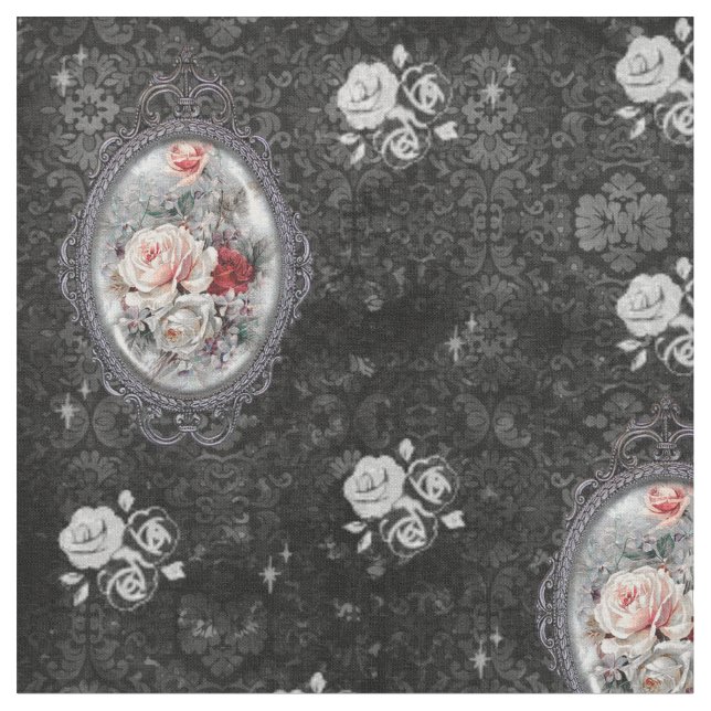 Gothic Cameo Rose Viktorianisch Style Fabric Stoff (Nahaufnahme)