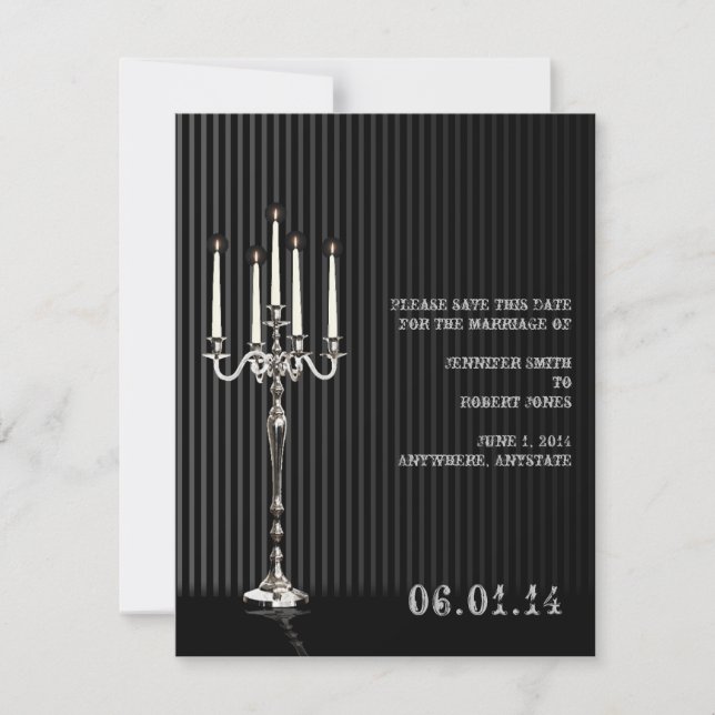 Gothic Candelabra in Black Silver Save the Date (Vorderseite)