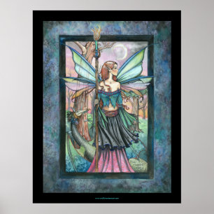 Gothic Candle Fairy and Dragon von Molly Harrison Poster