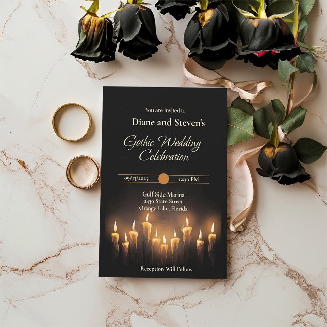 Gothic Candlelit Wedding: Embrace Elegance Einladung (Von Creator hochgeladen)