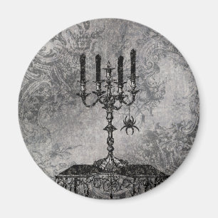 Gothic Candlestick mit Spider, Halloween Magnet