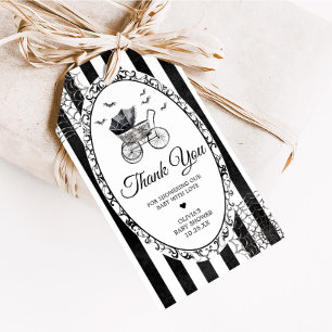 Gothic Carriage Halloween Baby Shower Fevor Tags Geschenkanhänger