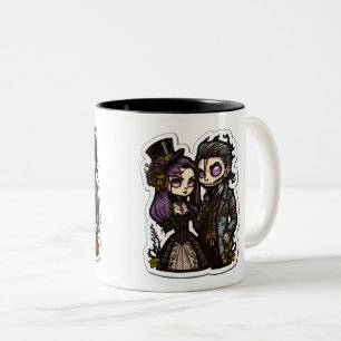 Gothic Cartoon Couple Aufkleber Art Two-Tone Tasse
