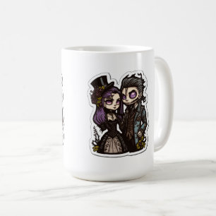 Gothic Cartoon-Paar Sticker Art Klassischer Becher Kaffeetasse