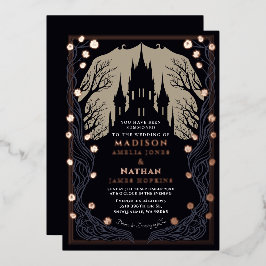 Gothic Castle Floral Halloween Hochzeit Folieneinladung