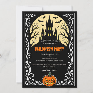 Gothic Castle Gruselige Halloween-Party-Einladung Einladung