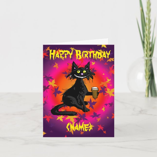 Gothic Cat Birthday Card Personalisiert Karte (Vorderseite)