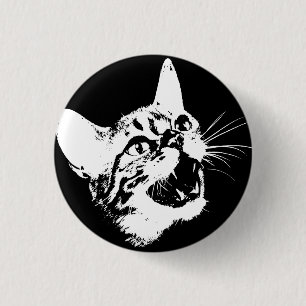 Gothic Cat Feral Evil Beängstigend Growl Fangs Button