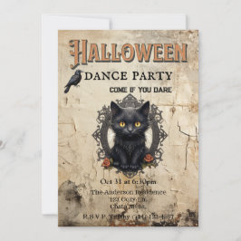Gothic Cat im Mirror Halloween Dance Party Einladung