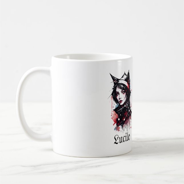 Gothic Cat-Lover Tasse für sie: Girl Liebe Cat (Links)