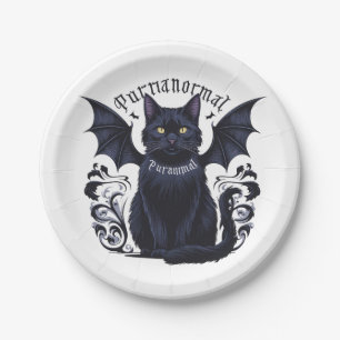 Gothic Cat mit Bat Wings Pappteller