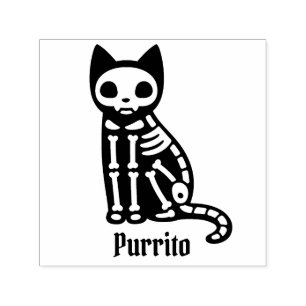 Gothic Cat Skeleton mit Individuelle Name Permastempel