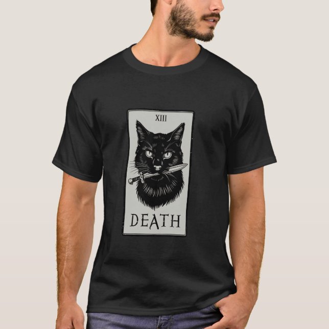 Gothic Cat Tarot-Kartendesign T-Shirt (Vorderseite)