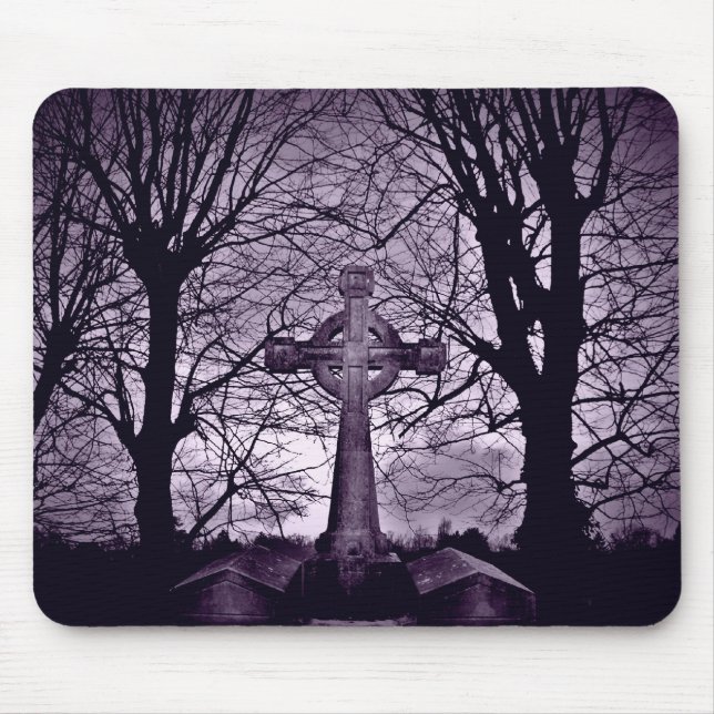 Gothic celtic cross Grabstein lila Mousepad (Vorne)