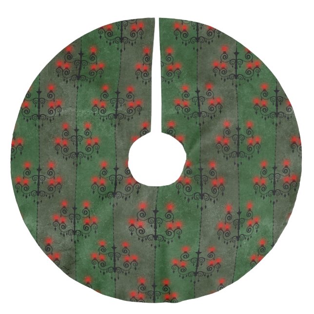 Gothic Chandelier Pattern Holiday Polyester Weihnachtsbaumdecke (Vorderseite)