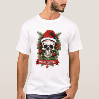 Gothic Cheer: Death Skull Frohe Weihnachten T-Shirt