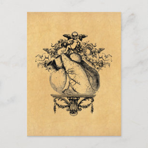 Gothic Cherubs und Herz Postkarte
