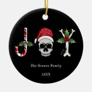Gothic Christmas JOY Skull Keramik Ornament