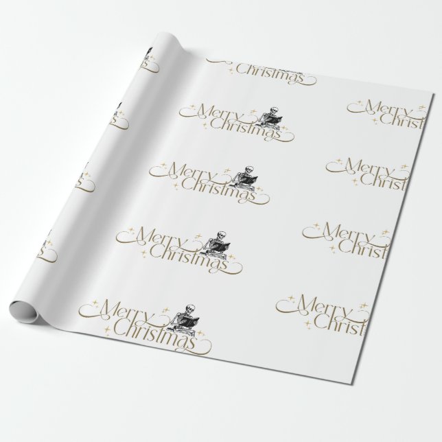 Gothic Christmas Skeleton Book Wrapping Paper Geschenkpapier (Ungerollt)