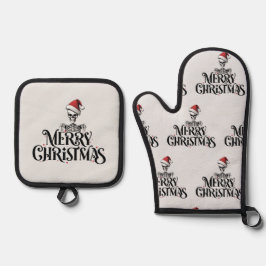 Gothic Christmas Skeleton Ofenhandschuh & Topflappen-Set
